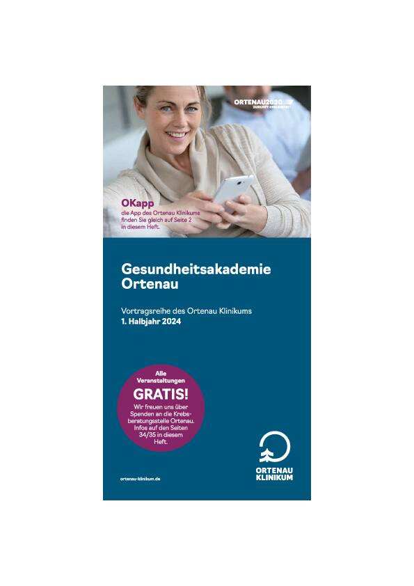 Titelseite des Programmhefts zur Gesundheitsakademie Ortenau des Ortenau Klinikums f&uuml;r das erste Halbjahr 2024.