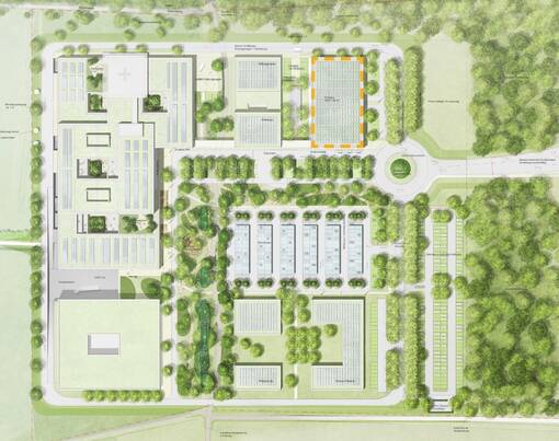 Lageplan Variante 3 Kombination Parkhaus und ebenerdige Stellflächen auf künftigem Klinikcampus Lahr